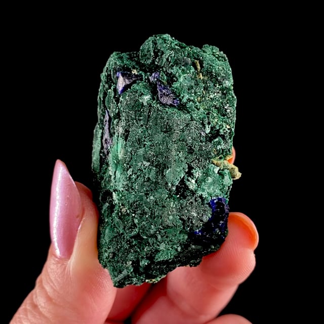 Malachite pseudomorph after Azurite (doubly-terminated) (1920s!)