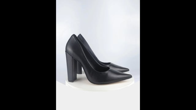 Scarpin Couro Premium Salto Bloco Alto Preto