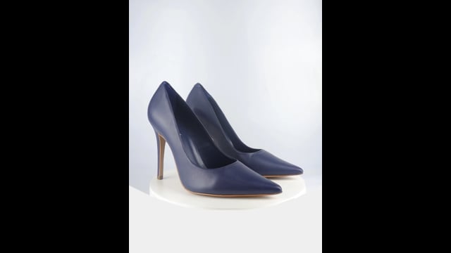Scarpin Couro Premium Salto Alto Fino Azul Night Sky