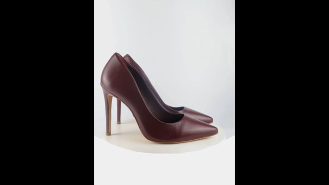 Scarpin Couro Salto Alto Fino Vermelho Merlot