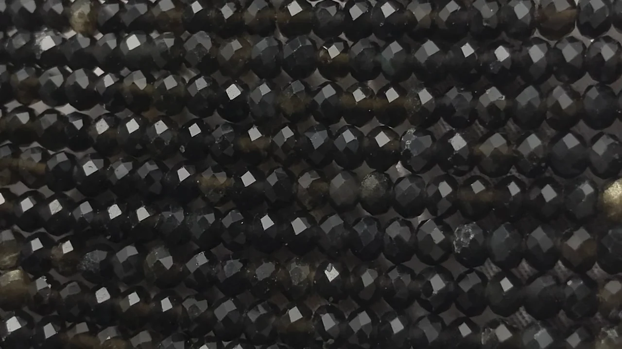 ゴールデンオブシディアン（産地・メキシコ） ボタンカット4×4×3mm 1連