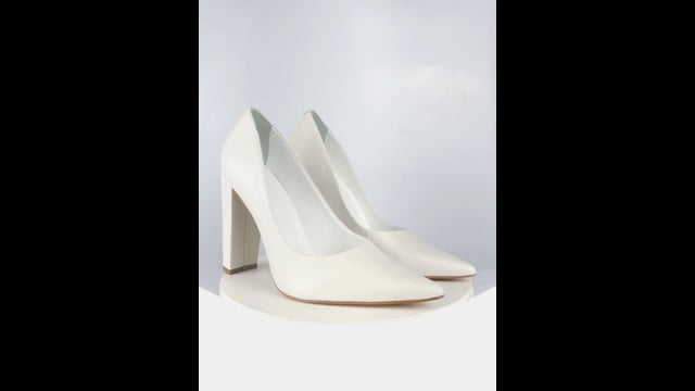 Scarpin Couro Premium Salto Bloco Alto Branco