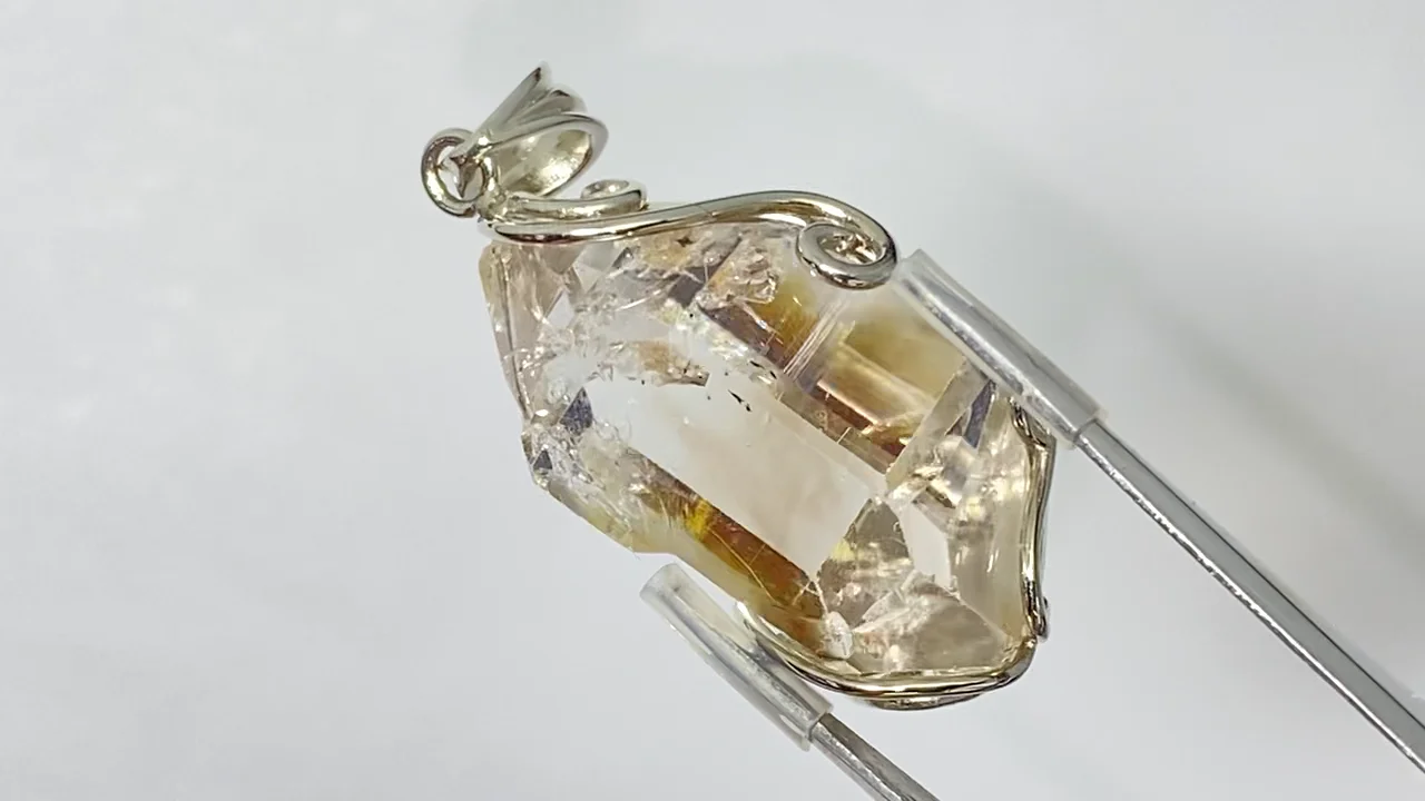 高品質 水晶24面ダブルポイント♡No.2528 ダブルポイントクリスタル ペンダントトップ シルバー925製 NO.6【1点