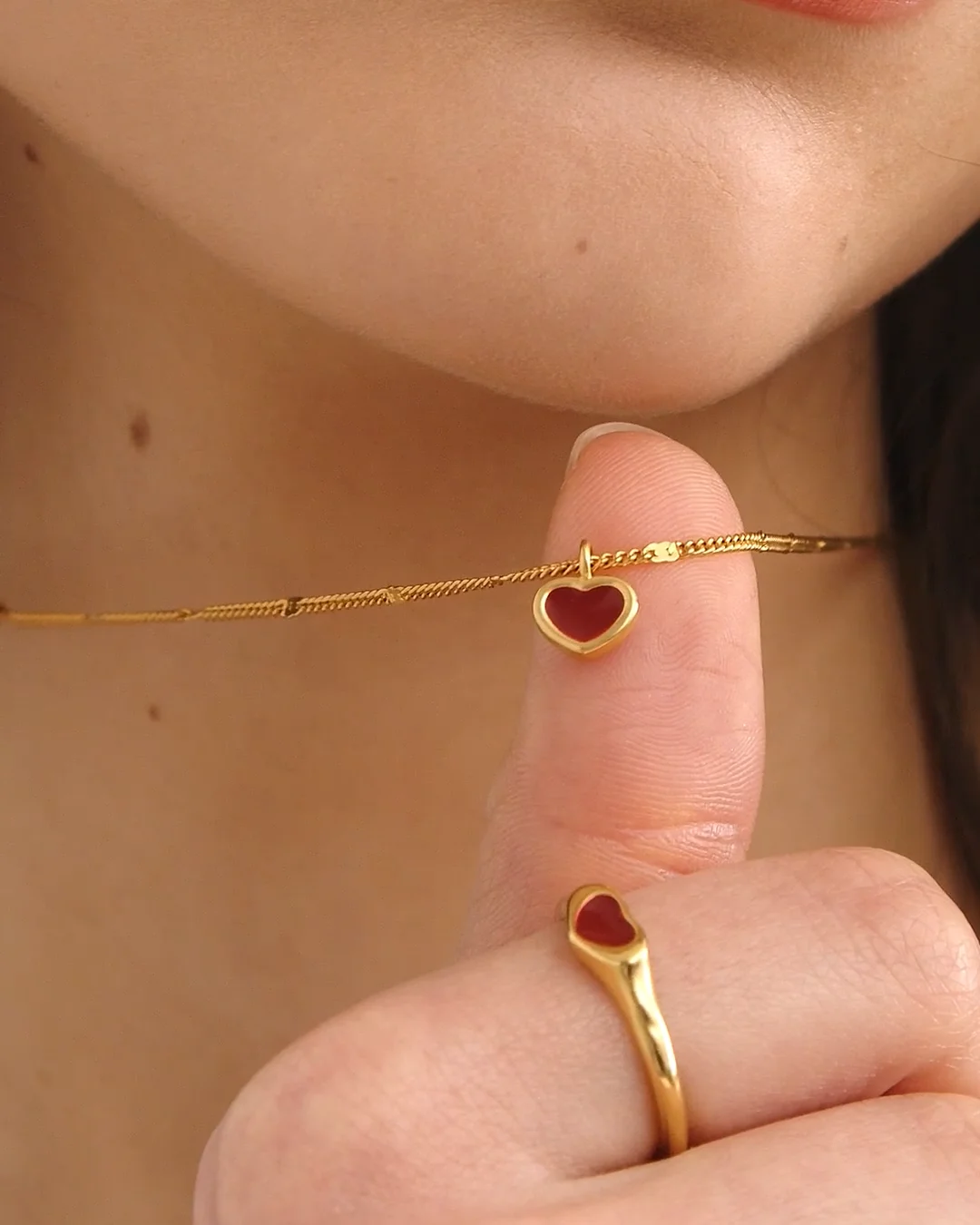 Rouge Red 18k Gold PVD Coated Heart Necklace | Katie Loxton USA