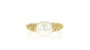 9-9.5mm Cultured Pearl Filigree Ring in 14kt Yellow Gold