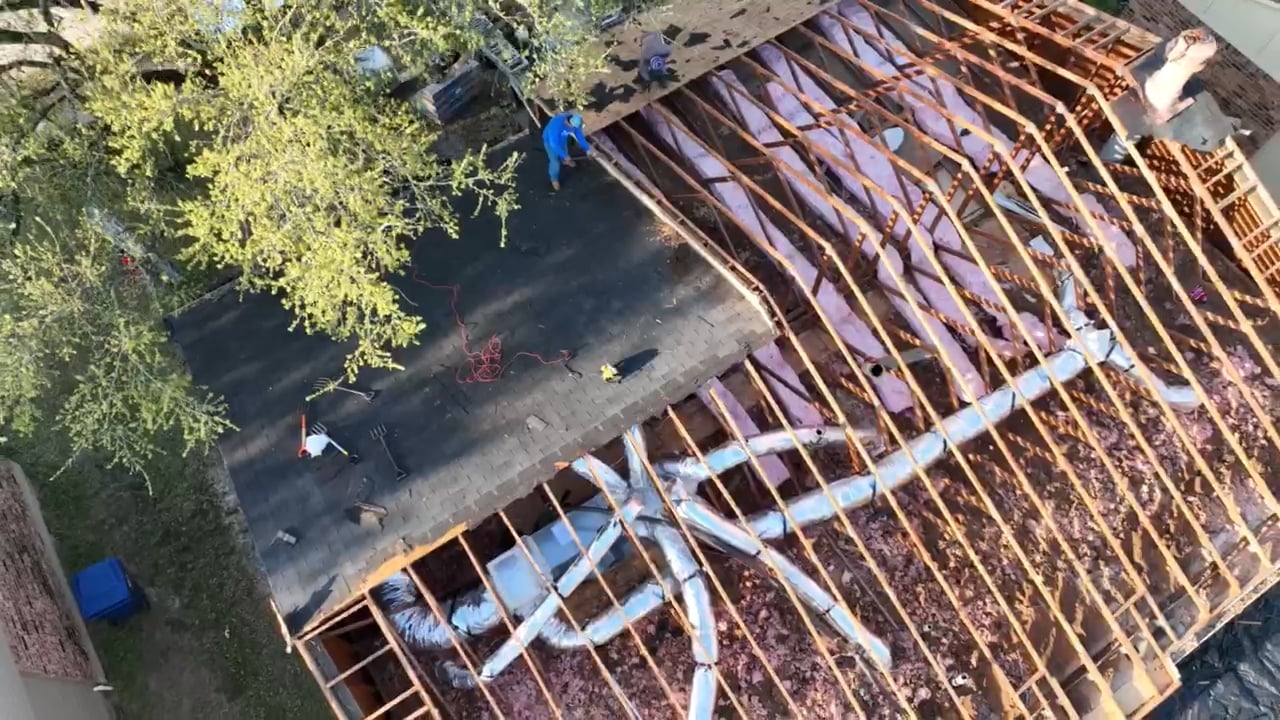 Aerial View of Blue Ribbon Roofing's Roof Replacement