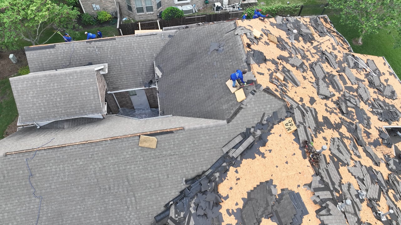 Aerial View of Blue Ribbon Roofing's Roof Replacement