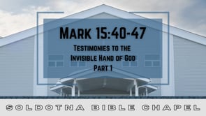 Testimonies to the Invisible Hand of God, Part 1