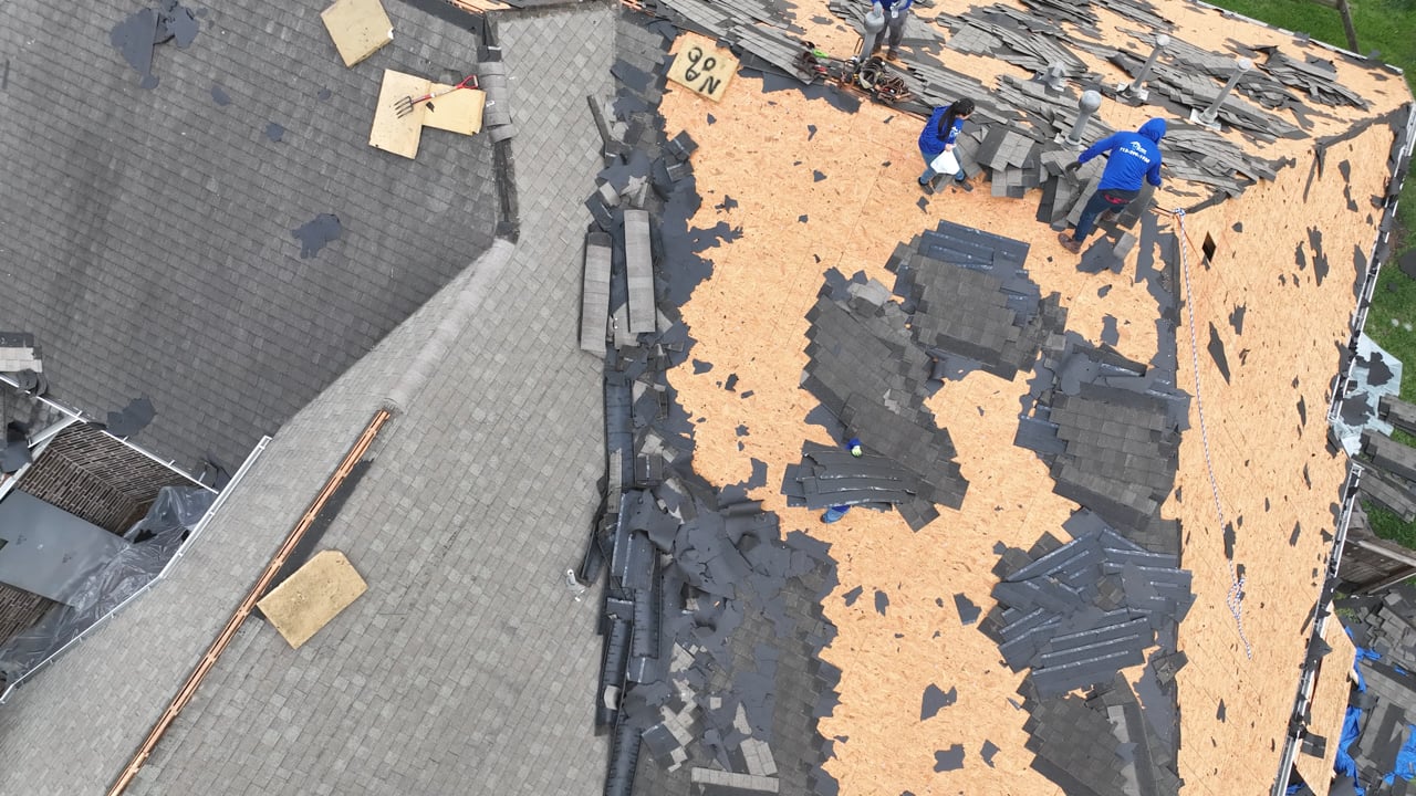 Aerial View of Blue Ribbon Roofing's Roof Replacement
