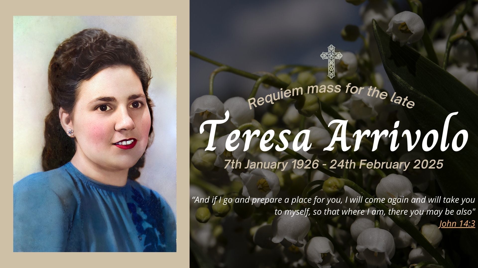 Funeral livestream of the late Teresa Arrivolo