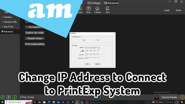 Change Computer IP Address to 192.168.127.10, to Connect to Printers with PrintExp System