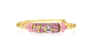 Italian Floral Pink Murano Glass Bead Wrap Bracelet