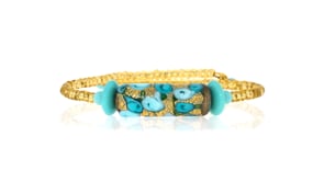 Italian Floral Aqua Murano Glass Bead Wrap Bracelet