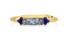 Italian Floral Blue Murano Glass Bead Wrap Bracelet