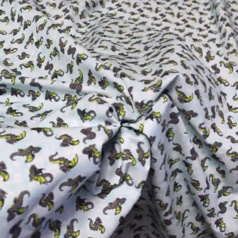 Vidéo: Cretonne 100% coton - Dragon fond bleu
