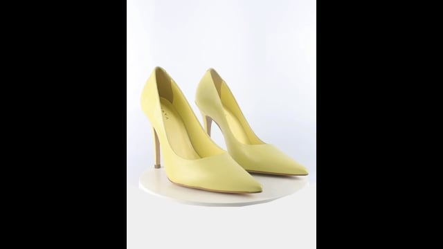 Scarpin Couro Premium Salto Alto Fino Amarelo  Manteiga