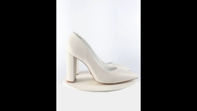 Scarpin Couro Salto Bloco Médio Branco