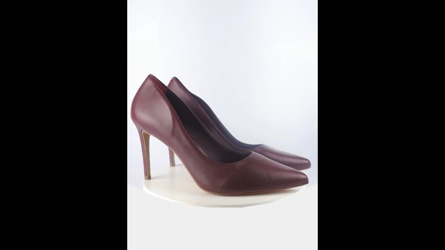 Scarpin Couro Salto Médio Fino Vermelho Merlot
