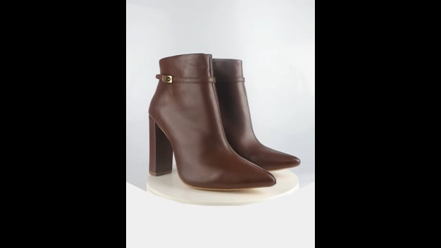Bota Couro Premium Salto Bloco Alto Café