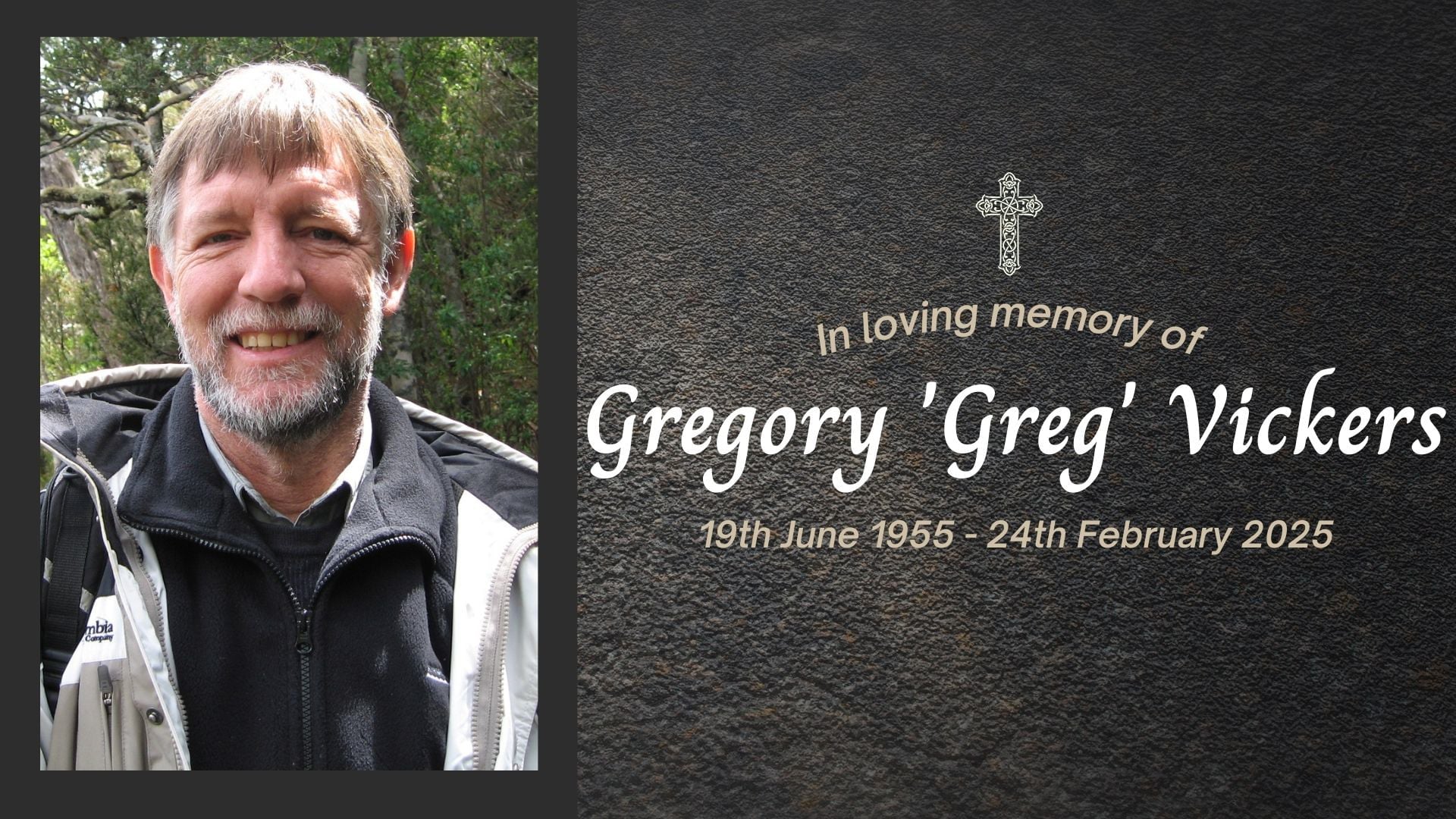 Funeral livestream of the late Gregory 'Greg' Vickers