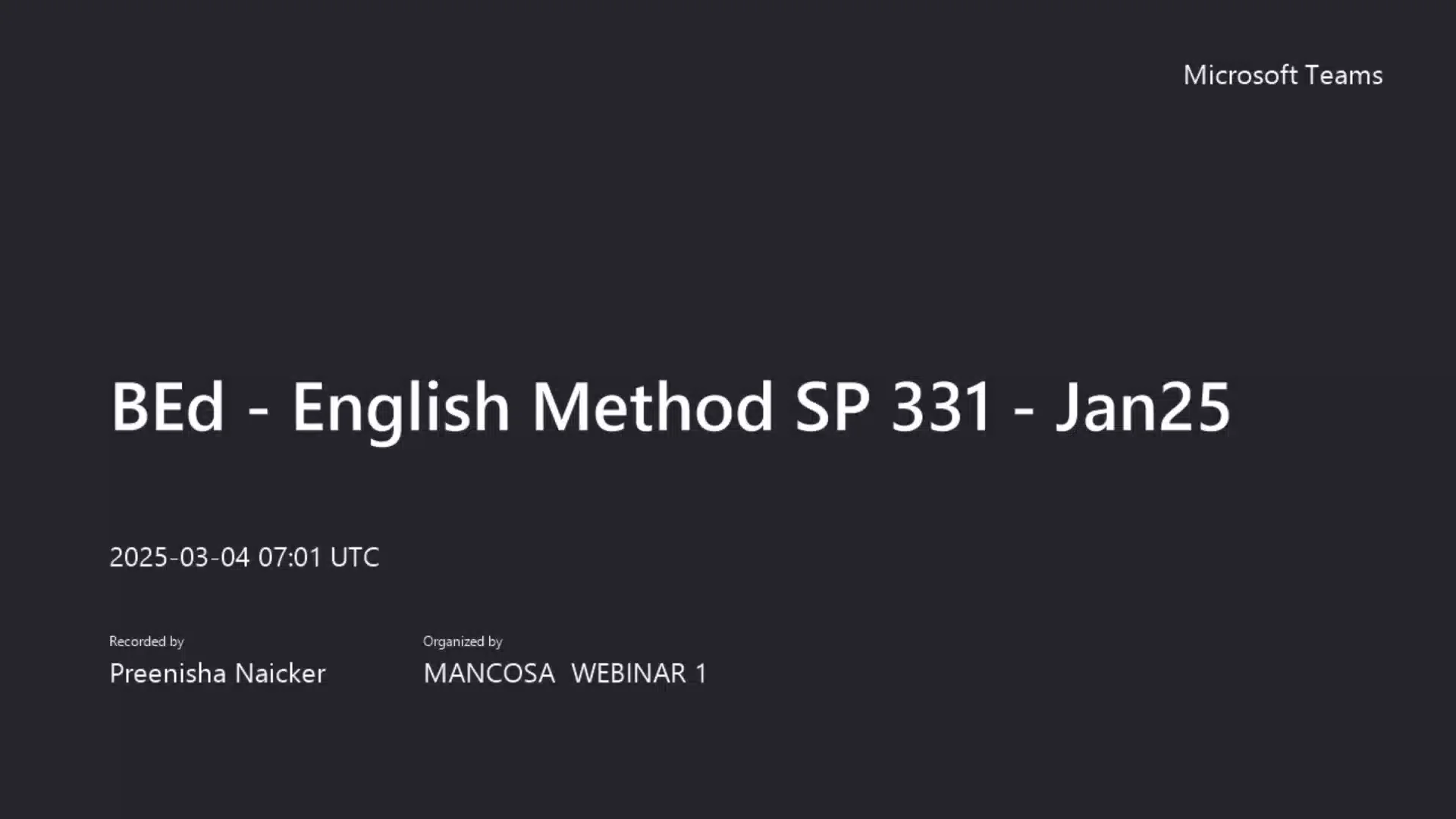 BEd - English Method SP 331 - Jan25-20250304_090040-Meeting Recording