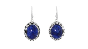 Lapis Filigree Drop Earrings in Sterling Silver