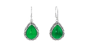 Jade Filigree Drop Earrings in Sterling Silver