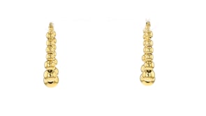 Italian 3-6mm 18kt Gold Vermeil Graduated Bead Hoop Earrings