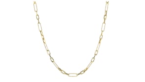 Italian 14kt Yellow Gold Textured and Polished Paper Clip Link Necklace