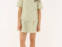Green jacquard dress with short sleeves | My Jewellery