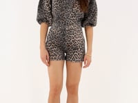 Panther denim playsuit with puff sleeves | My Jewellery