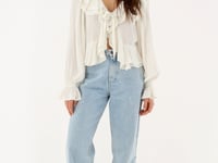 White ruffle blouse with bow | My Jewellery