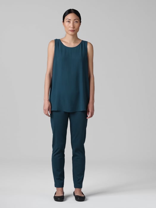 Silk Georgette Crepe Ballet Neck Long Tank | EILEEN FISHER Silk Georgette Crepe Ballet Neck Long Tank | EILEEN FISHER