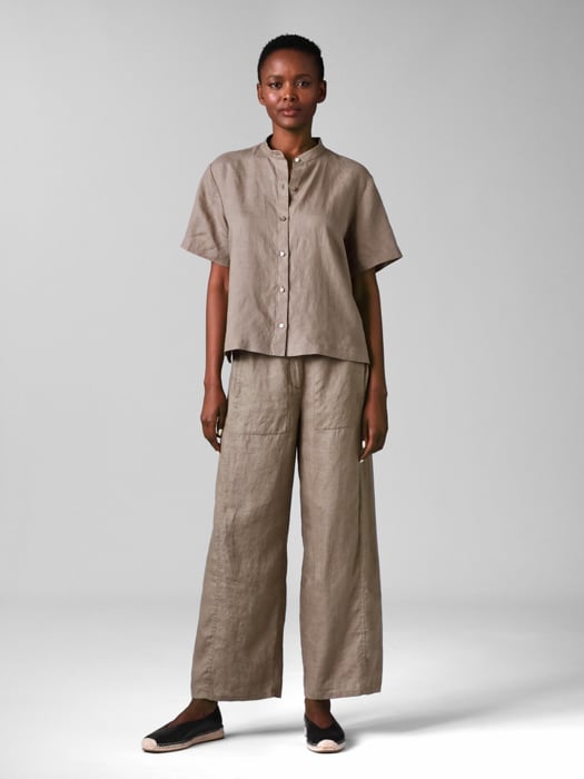Organic Handkerchief Linen Band Collar Shirt | EILEEN FISHER Organic Handkerchief Linen Band Collar Shirt | EILEEN FISHER