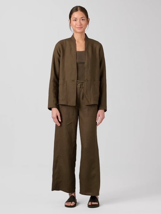 Organic Linen High Collar Jacket | EILEEN FISHER Organic Linen High Collar Jacket | EILEEN FISHER