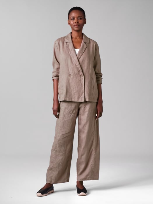 Organic Linen Double-Breasted Blazer | EILEEN FISHER Organic Linen Double-Breasted Blazer | EILEEN FISHER