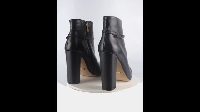 Bota Couro Premium Salto Bloco Alto Preto