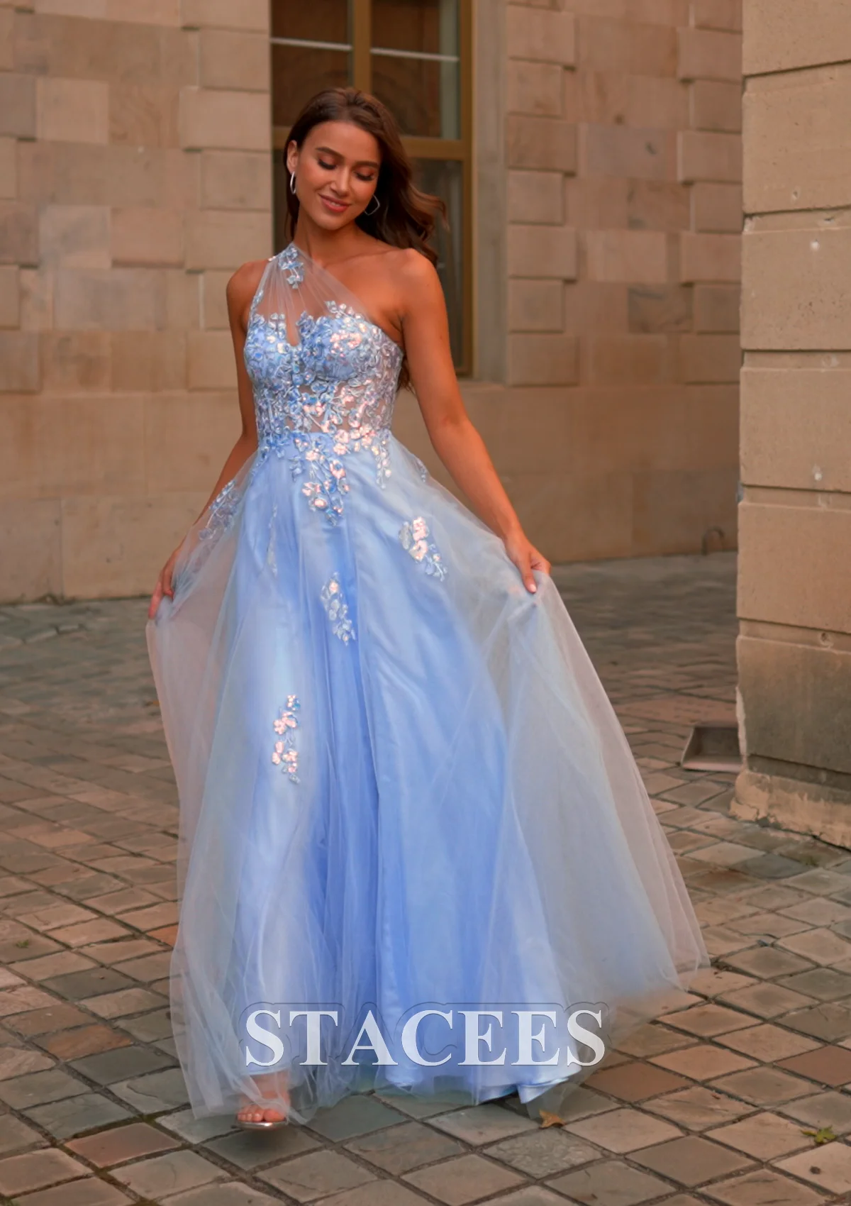 strapless open back dress Strapless Satin Bow-Tie Prom Dresses with Slit Pleated Bodice 24339 –  vigocouture main image 1
