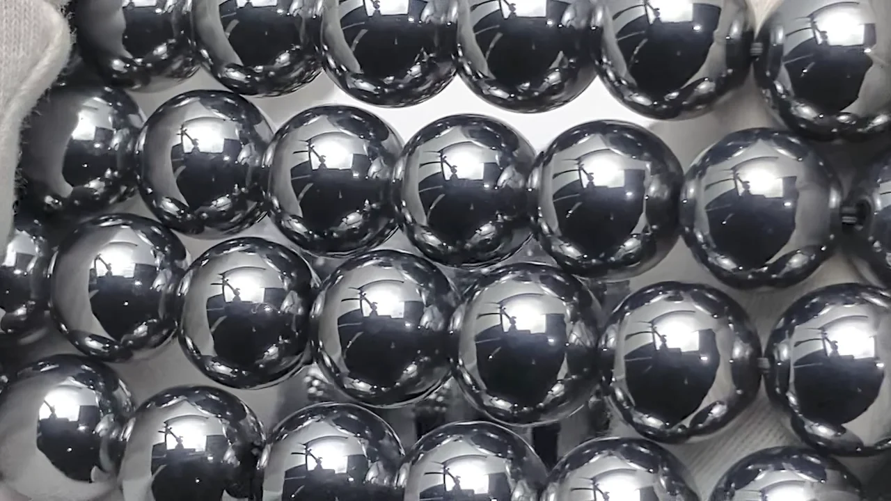 動画】高純度テラヘルツ鉱石 ラウンド10mm 1連(ブレス) - 天然石ビーズ