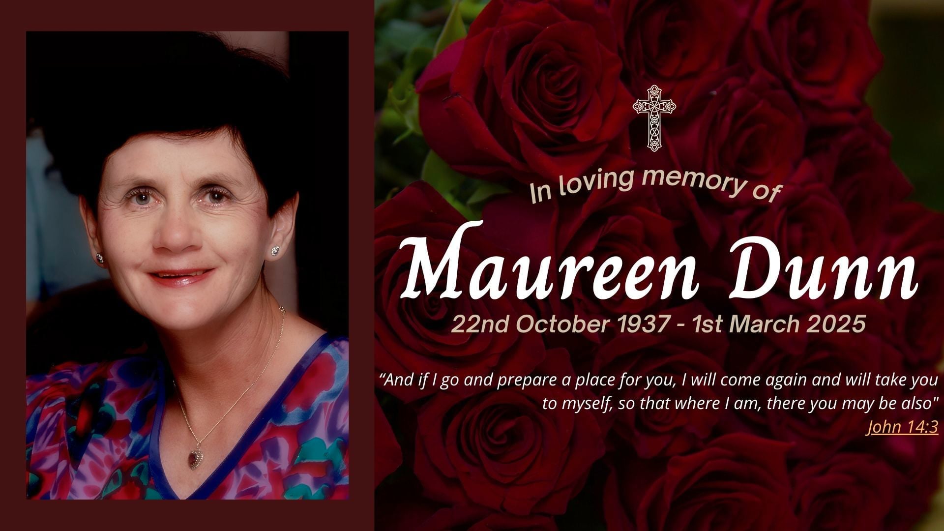 Funeral livestream of the late Maureen Dunn