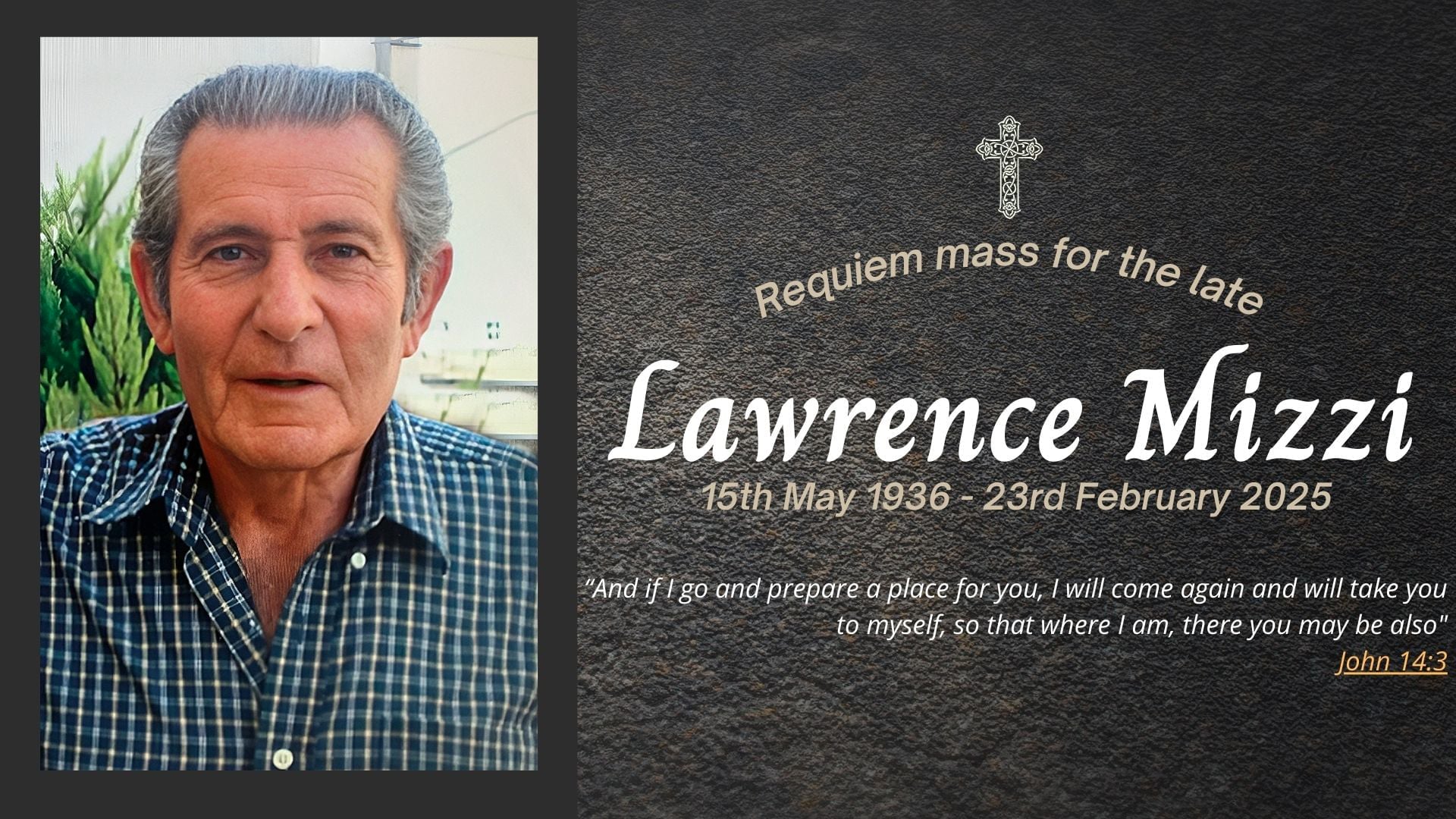 Funeral livestream of the late Lawrence Mizzi