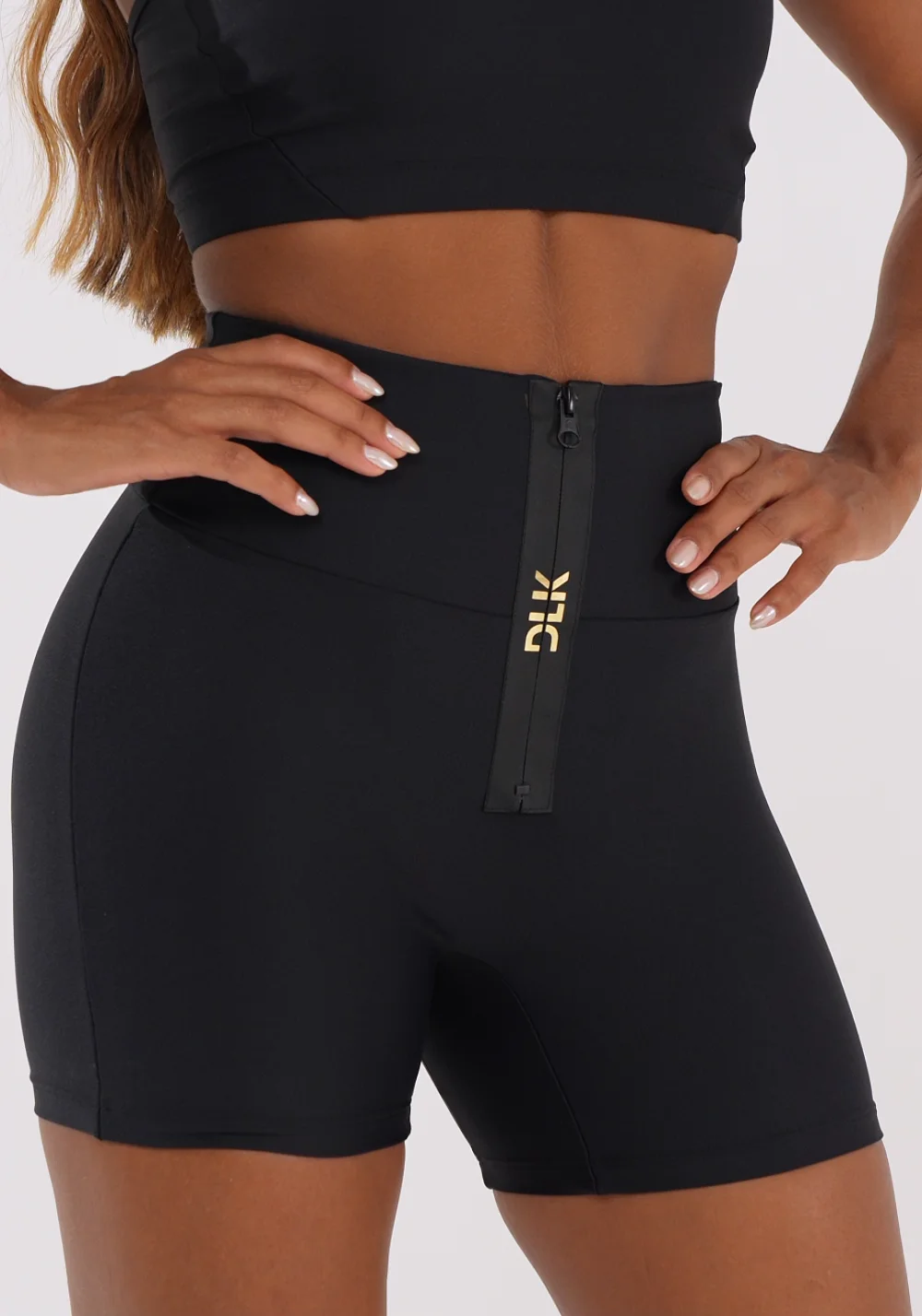 Short Fitness Feminino Preto Com Zíper Emborrachado Lush Dlk – DLK