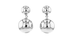 Italian Sterling Silver Double-Bead Drop Earrings