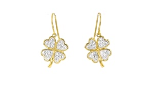 .60 ct. t.w. CZ Clover Drop Earrings in 18kt Gold Over Sterling