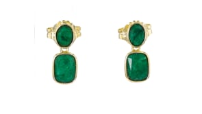 5.00 ct. t.w. Emerald Drop Earrings in 18kt Gold Over Sterling