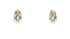 .90 ct. t.w. Swiss Blue Topaz Hoop Earrings in Sterling Silver and 18kt Gold Over Sterling