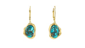 Turquoise Curvy Frame Drop Earrings in 18kt Gold Over Sterling