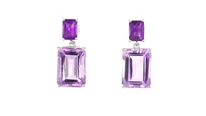 15.70 ct. t.w. Emerald-Cut Amethyst Drop Earrings in Sterling Silver