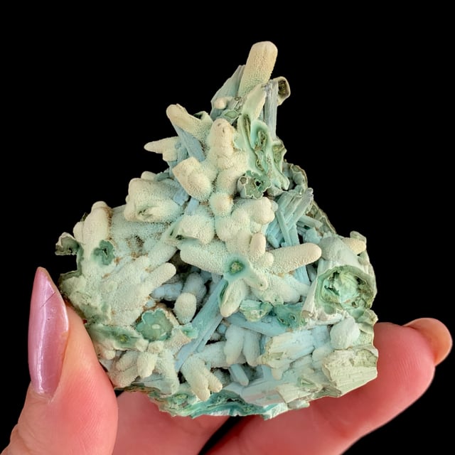 Chrysocolla pseudomorphs after Azurite or possibly Gypsum