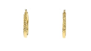 18kt Gold Over Sterling Diamond-Cut Flat Hoop Earrings